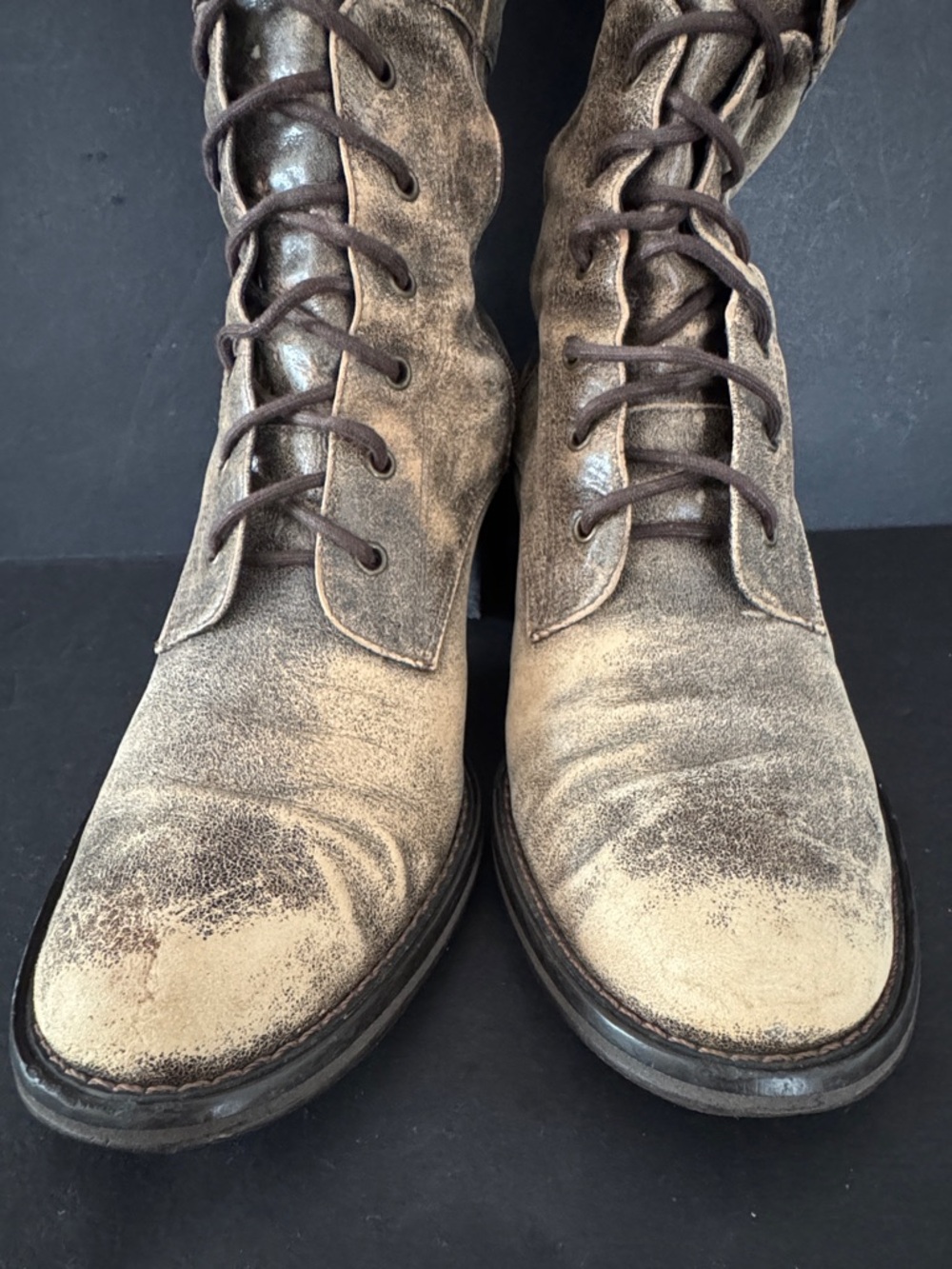Vintage Pazzo Distressed Look Lace up Boots - Picture 5 of 17